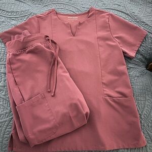 mandala Pink Scrub Top and Jogger Pants Set